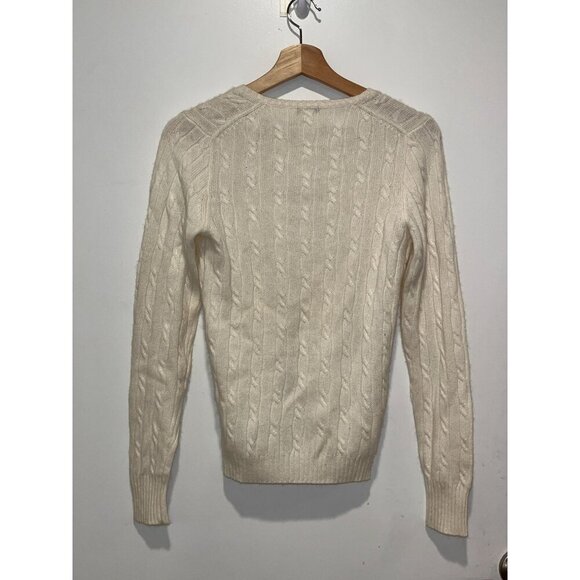 J.Crew Cream Cable Knit Merino Wool V-Neck Pullover Sweater Women's Size S - Picture 5 of 8